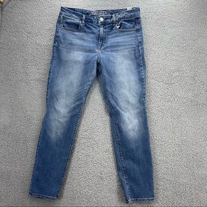 American Eagle Blue High-Rise Jegging Super Stretch Sz 14 Short